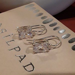 SILPADA RETIRED Sterling Silver 925 Rectangular Cubic Zirconia CZ Earrings W0353